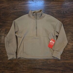 Womens Fit Republic Half Zip Sweatshirt Sleece Size Large Tan